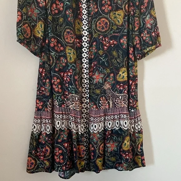 Saloni -Paisley Multicolor Print Tyra Dress In Batik Border - Picture 4 of 12